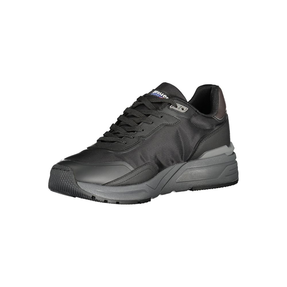 Blauer Black Polyurethane Men Sneaker | Regal Royce