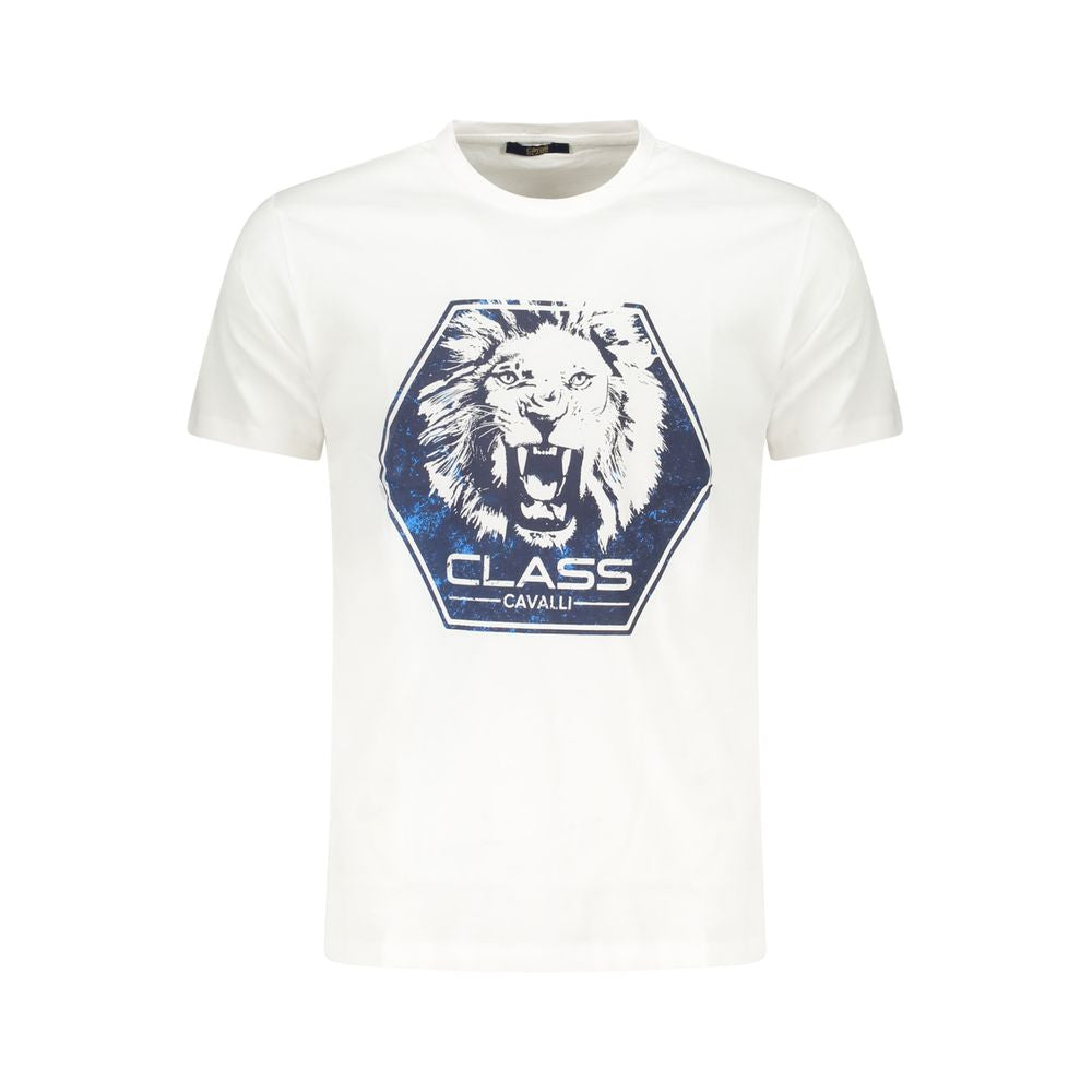 Cavalli Class Bianco Cotton Men T-Shirt | Regal Royce
