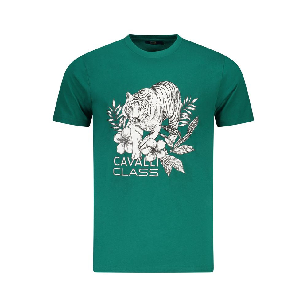 Cavalli Class Verde Cotton Men T-Shirt | Regal Royce