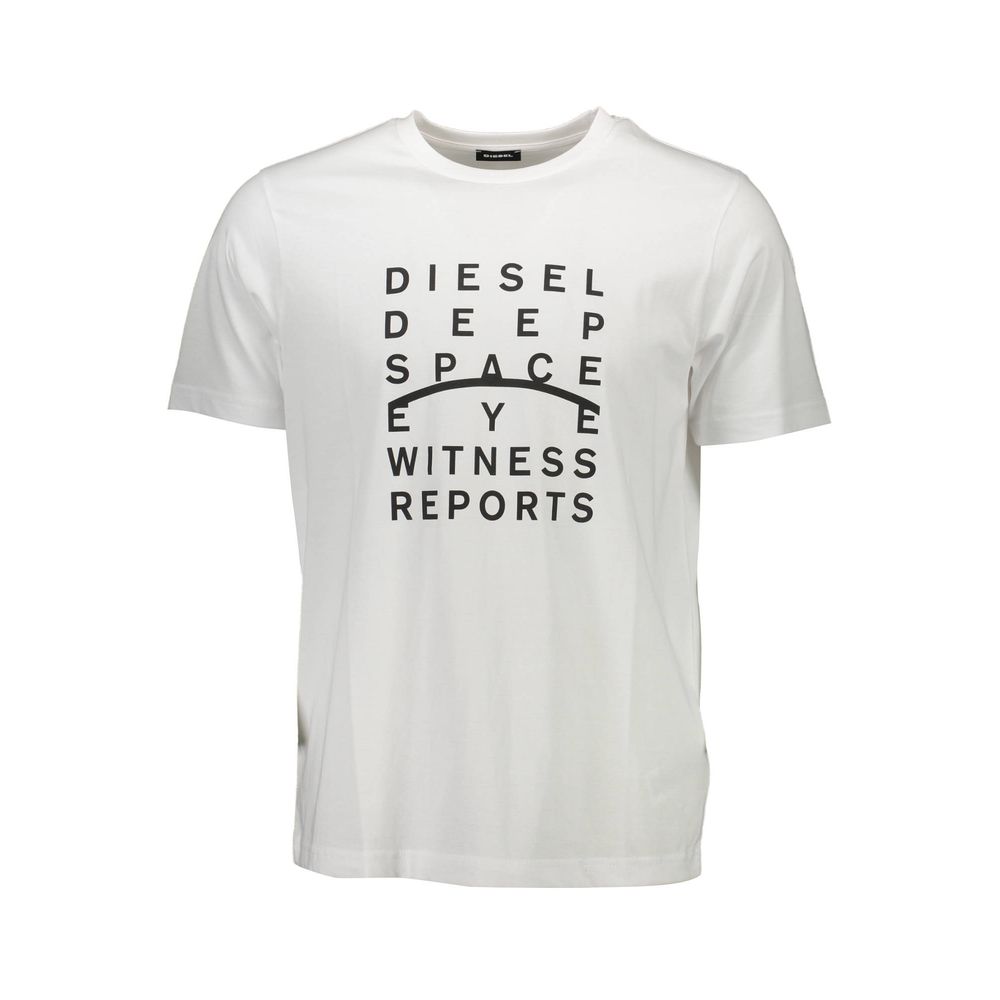 Diesel White Cotton Men T-Shirt | Regal Royce