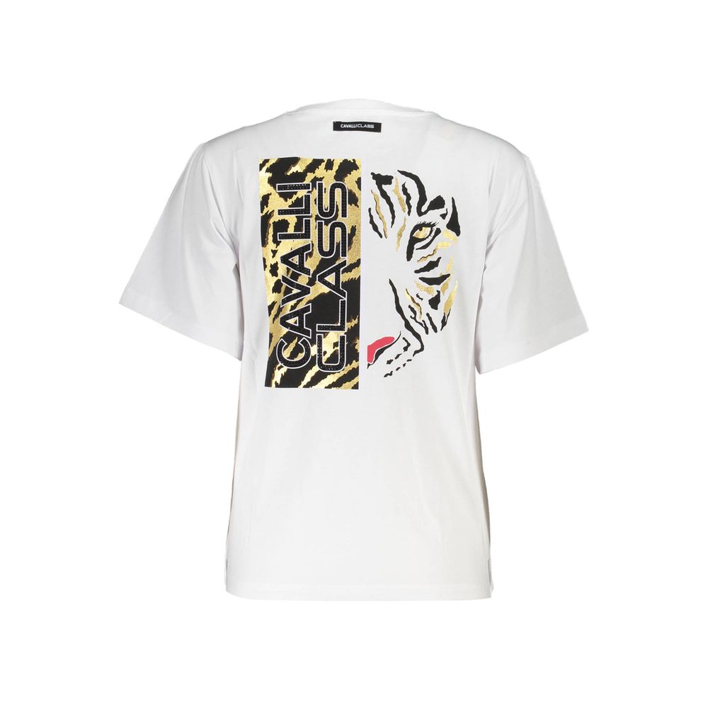 Cavalli Class White Cotton Women T-Shirt | Regal Royce