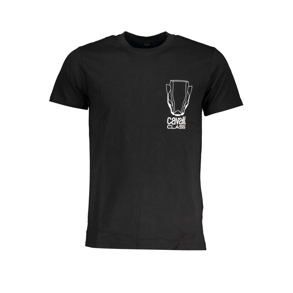 Cavalli Class Black Cotton Men T-Shirt | Regal Royce