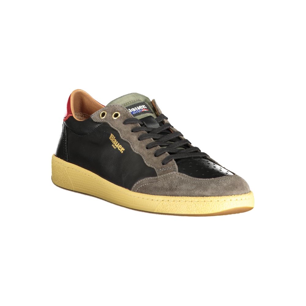 Blauer Black Leather Men Sneaker | Regal Royce