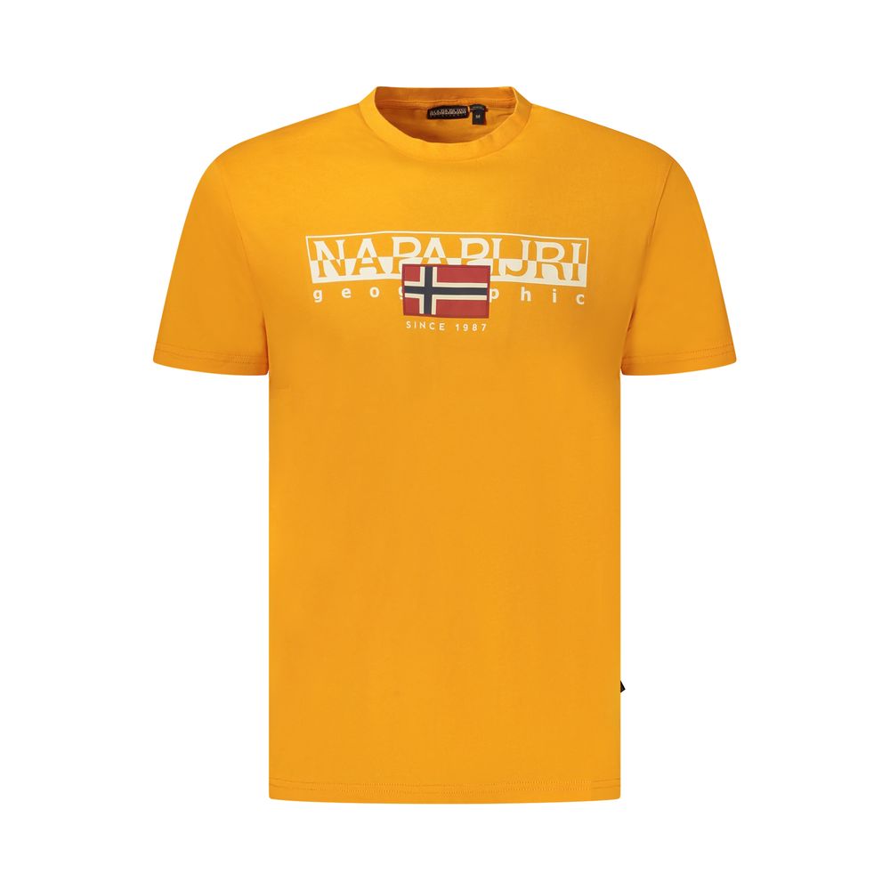 Napapijri Orange Organic Cotton Men T-Shirt | Regal Royce