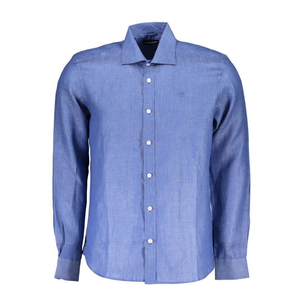 North Sails Blue Linen Men Shirt | Regal Royce