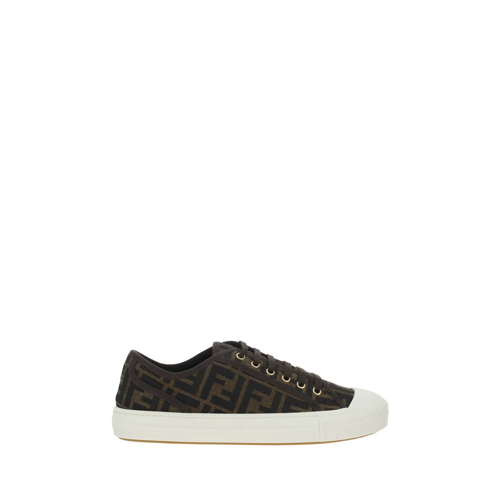 Fendi Brown Polyamide Low Top Sneakers | Regal Royce