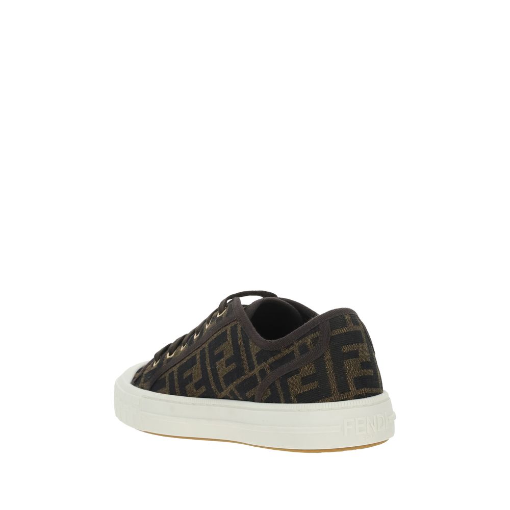 Fendi Brown Polyamide Low Top Sneakers | Regal Royce