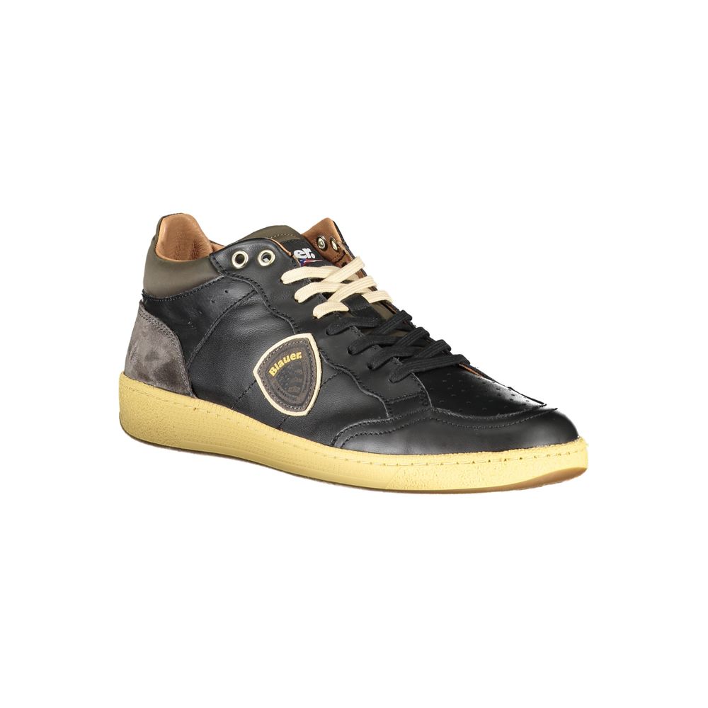 Blauer Sleek Black Lace-Up Sneakers with Contrast Details | Regal Royce