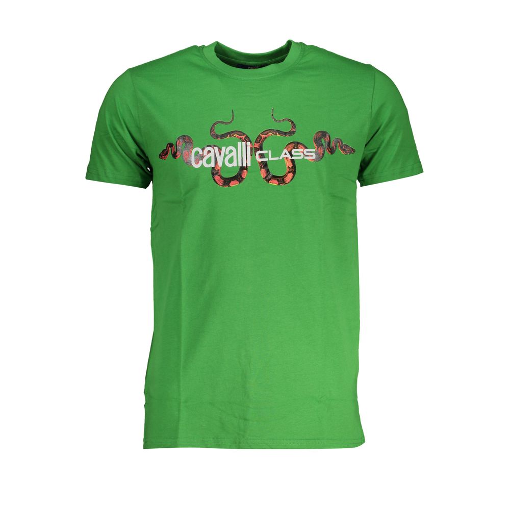 Cavalli Class Verde Cotton Men T-Shirt | Regal Royce