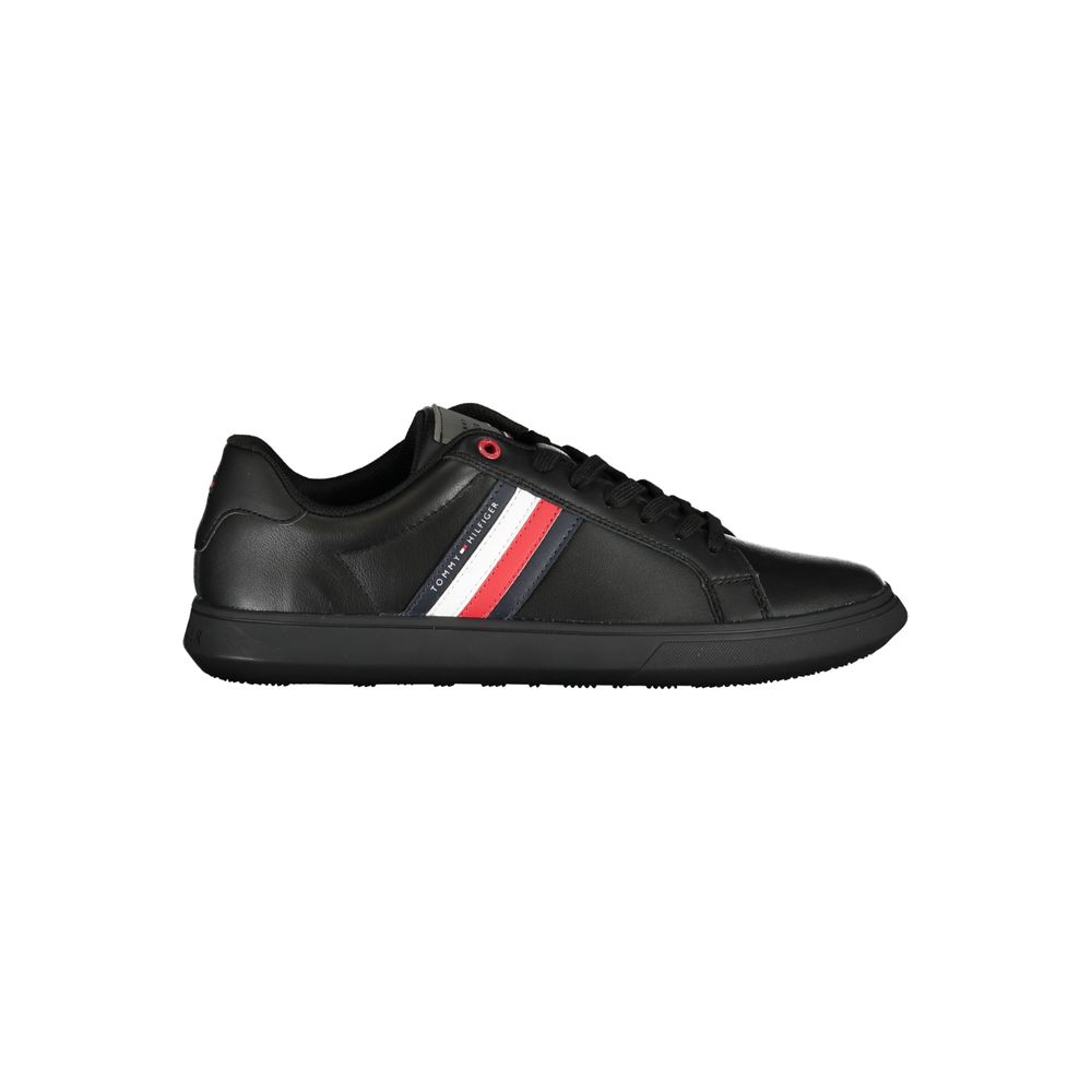 Tommy Hilfiger Black Leather Men Sneaker | Regal Royce