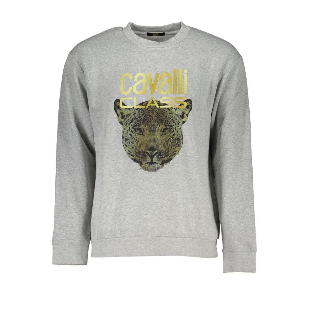 Cavalli Class Gray Cotton Men Sweater | Regal Royce
