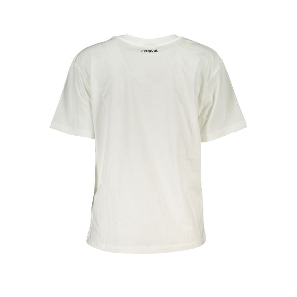 Desigual White Cotton Women T-Shirt | Regal Royce