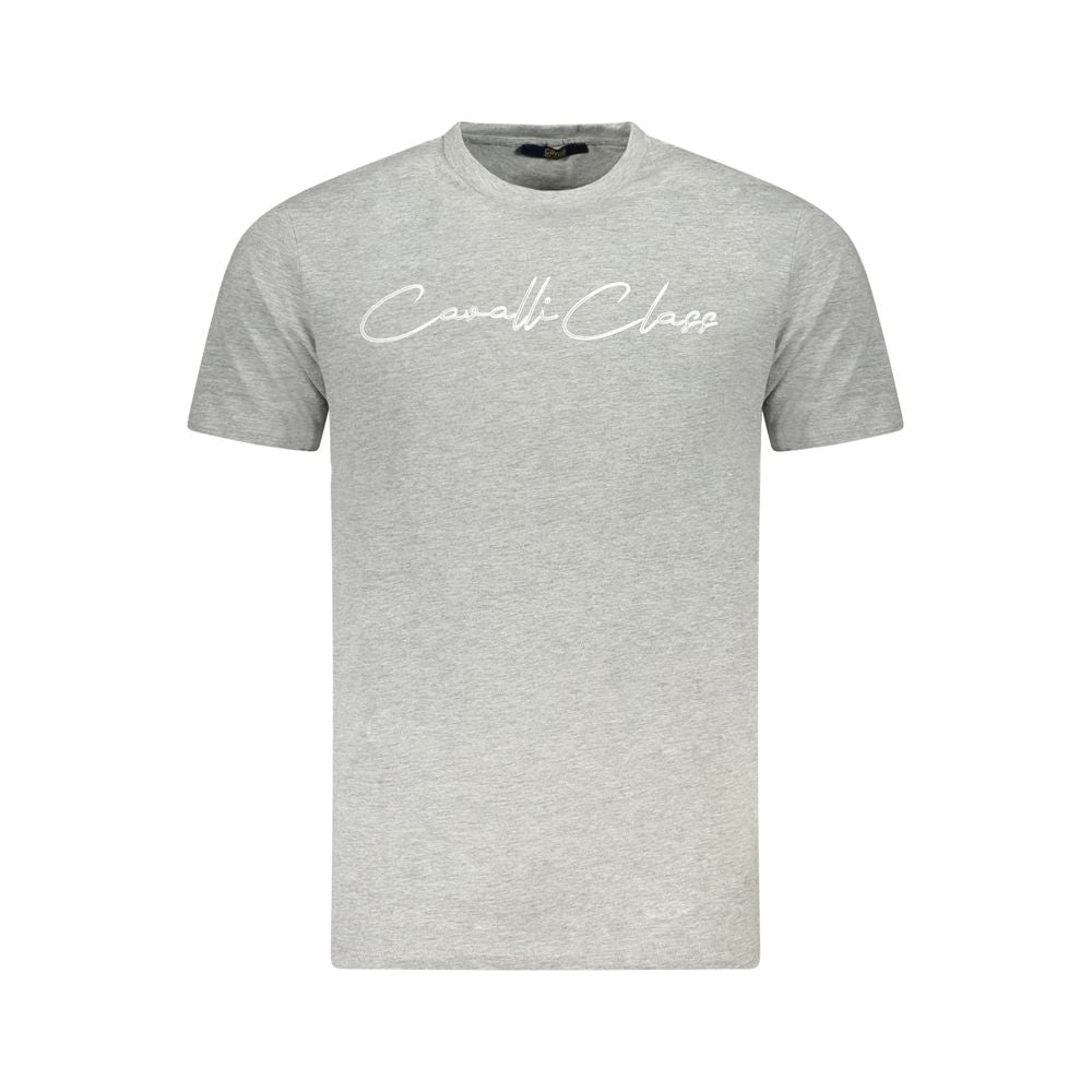 Cavalli Class Grigio Cotton Men T-Shirt | Regal Royce