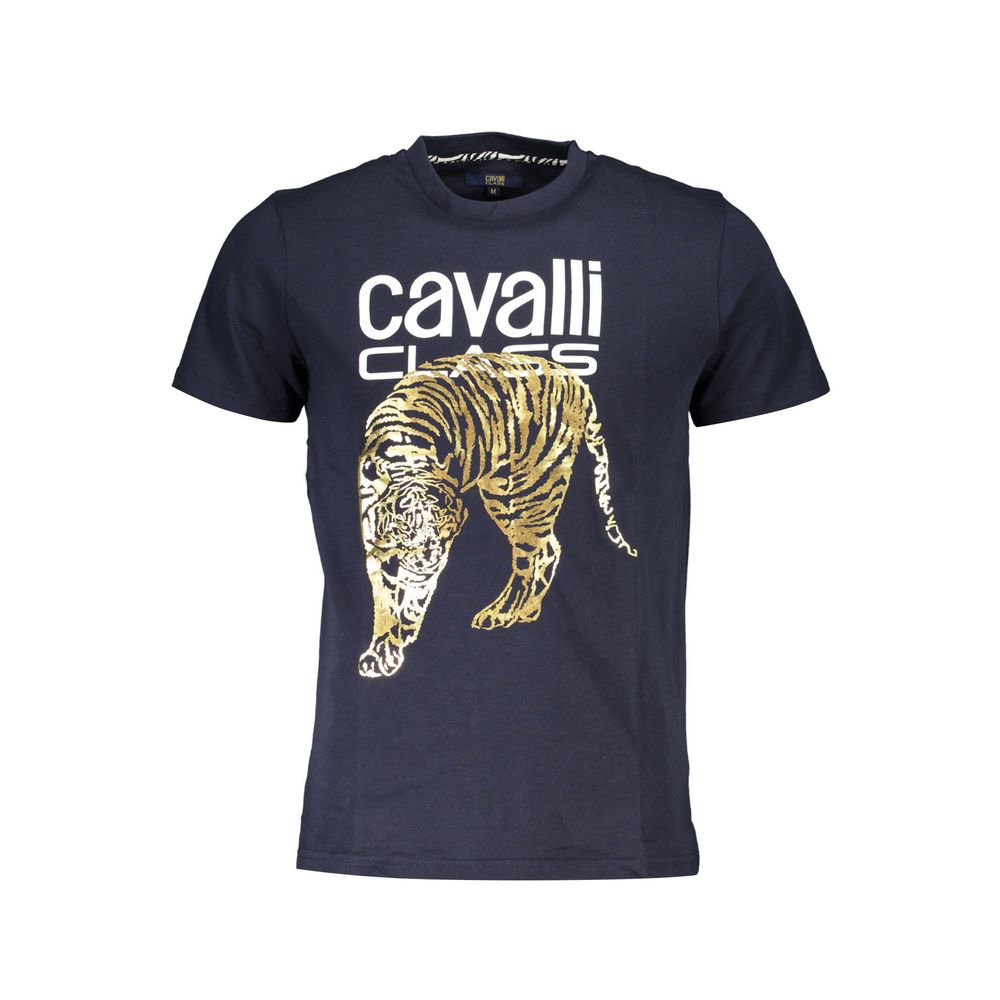 Cavalli Class Blu Cotton Men T-Shirt | Regal Royce