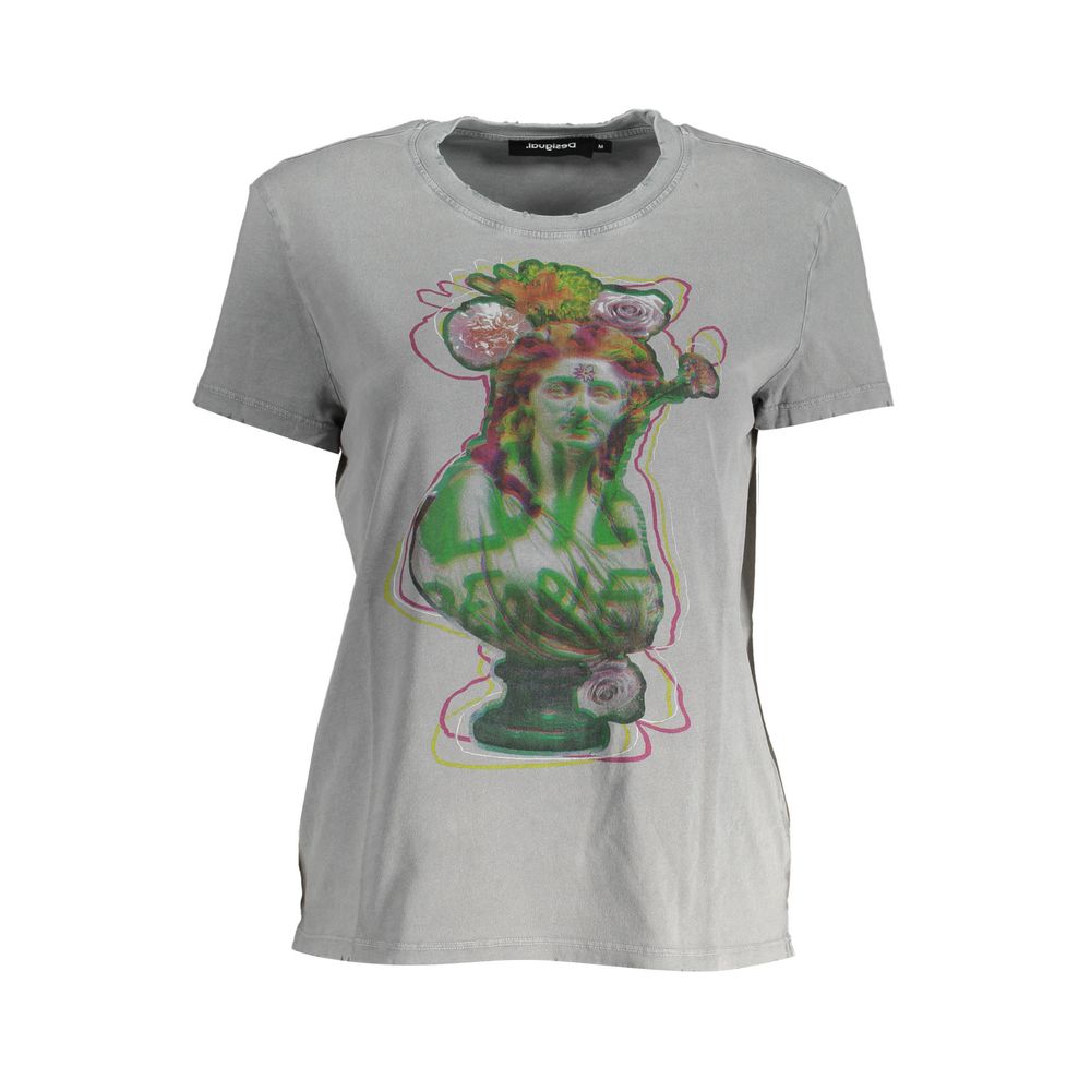 Desigual Gray Cotton Women T-Shirt | Regal Royce