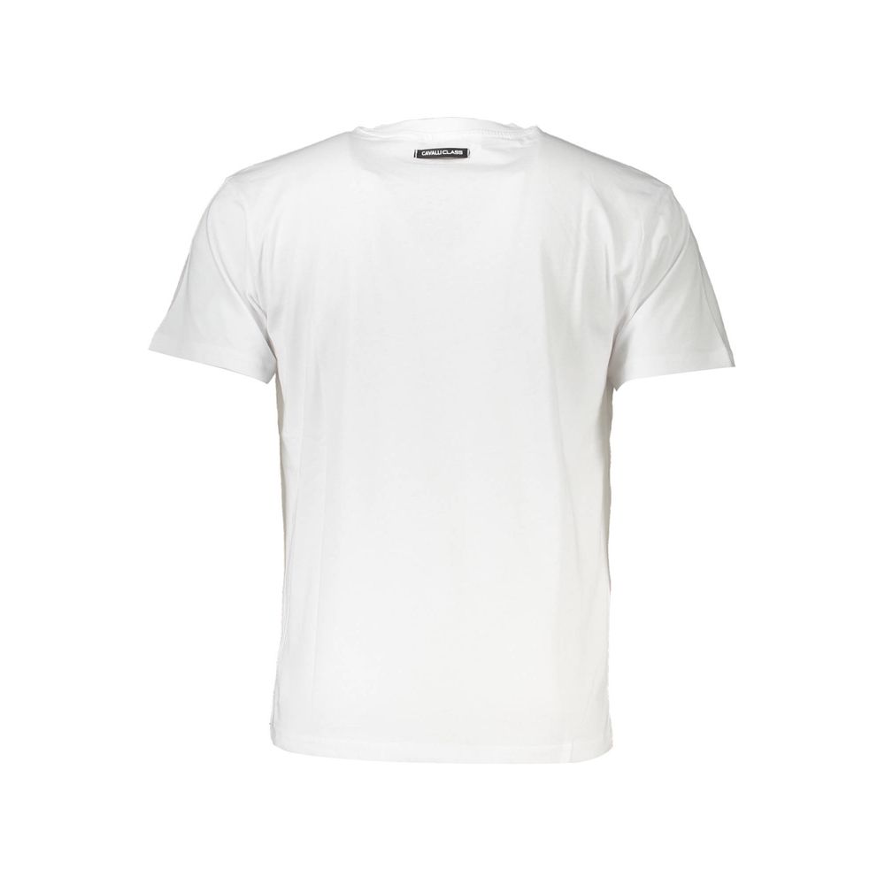 Cavalli Class White Cotton Men T-Shirt | Regal Royce