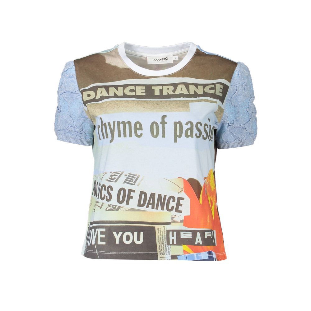 Desigual Azzurro Cotton Women T-Shirt | Regal Royce