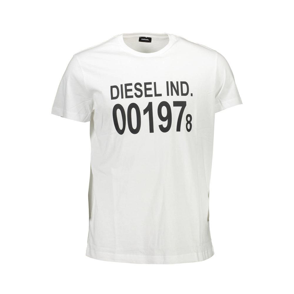 Diesel White Cotton Men T-Shirt | Regal Royce