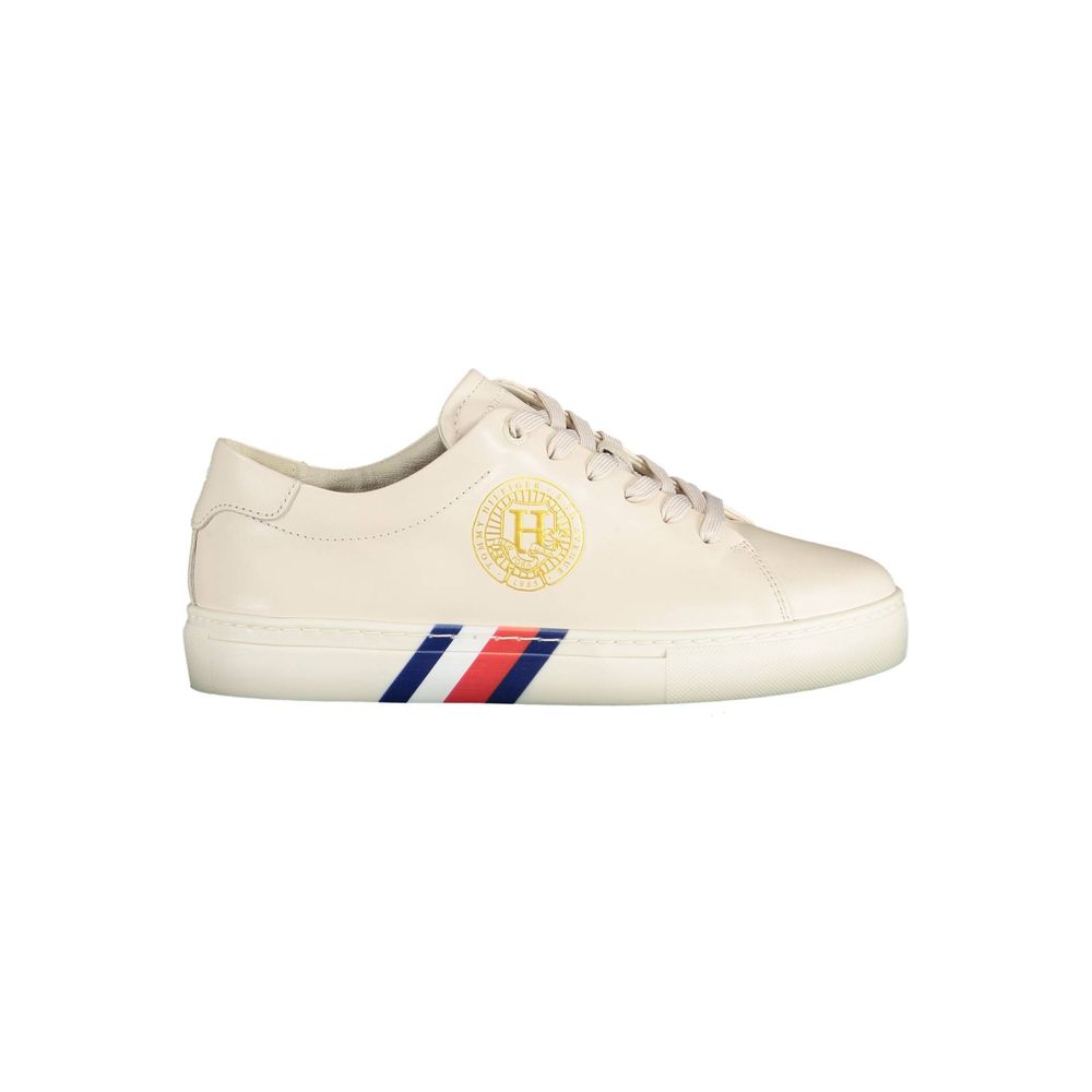 Tommy Hilfiger Beige Leather Women Sneaker | Regal Royce