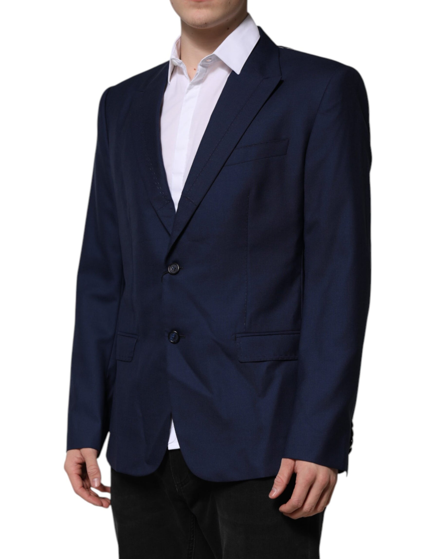 Dolce & Gabbana Blue Wool Single Breasted Suit Coat Blazer | Regal Royce