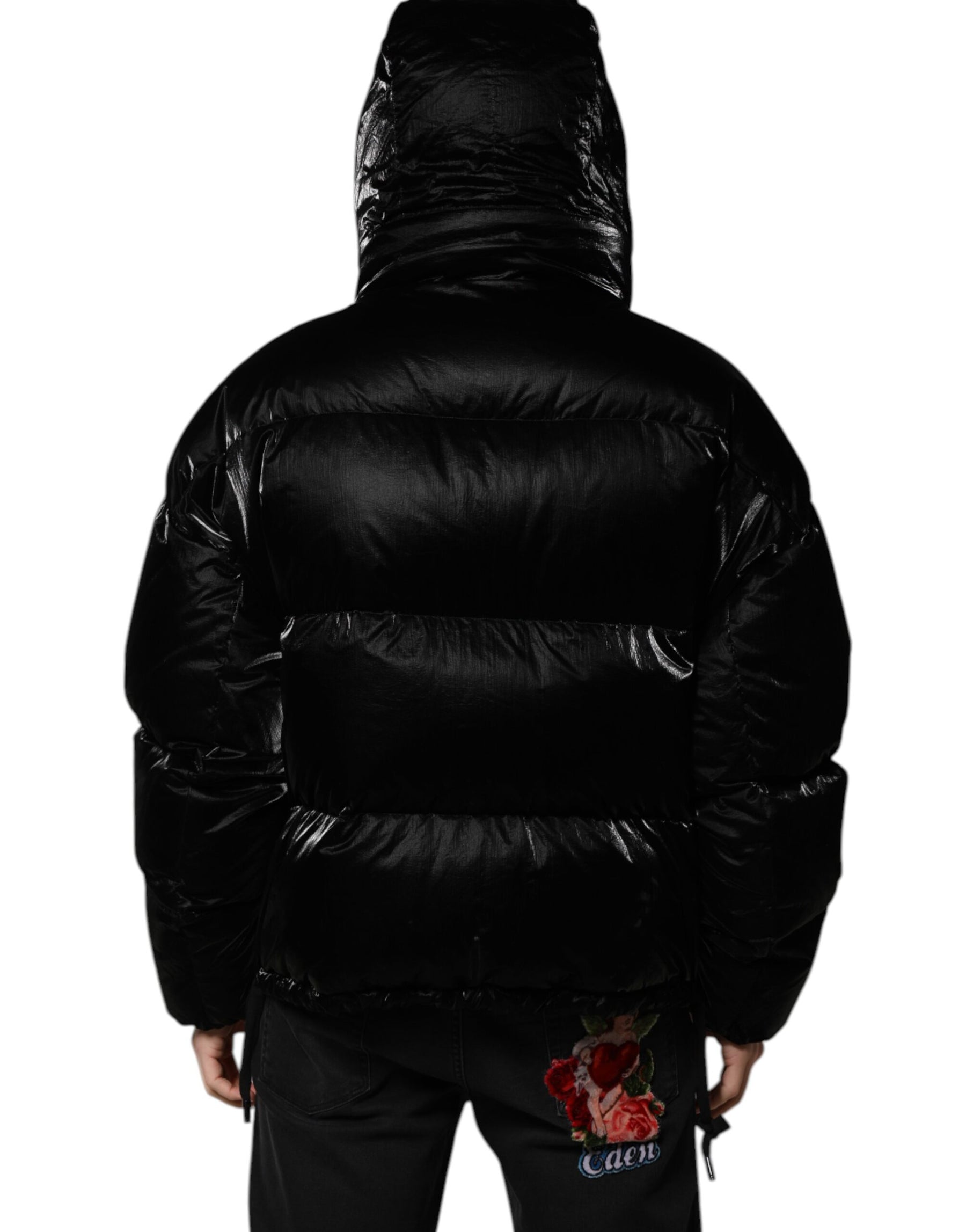 Dolce & Gabbana Black Logo Full Zip Hooded Quilted Jacket | Regal Royce