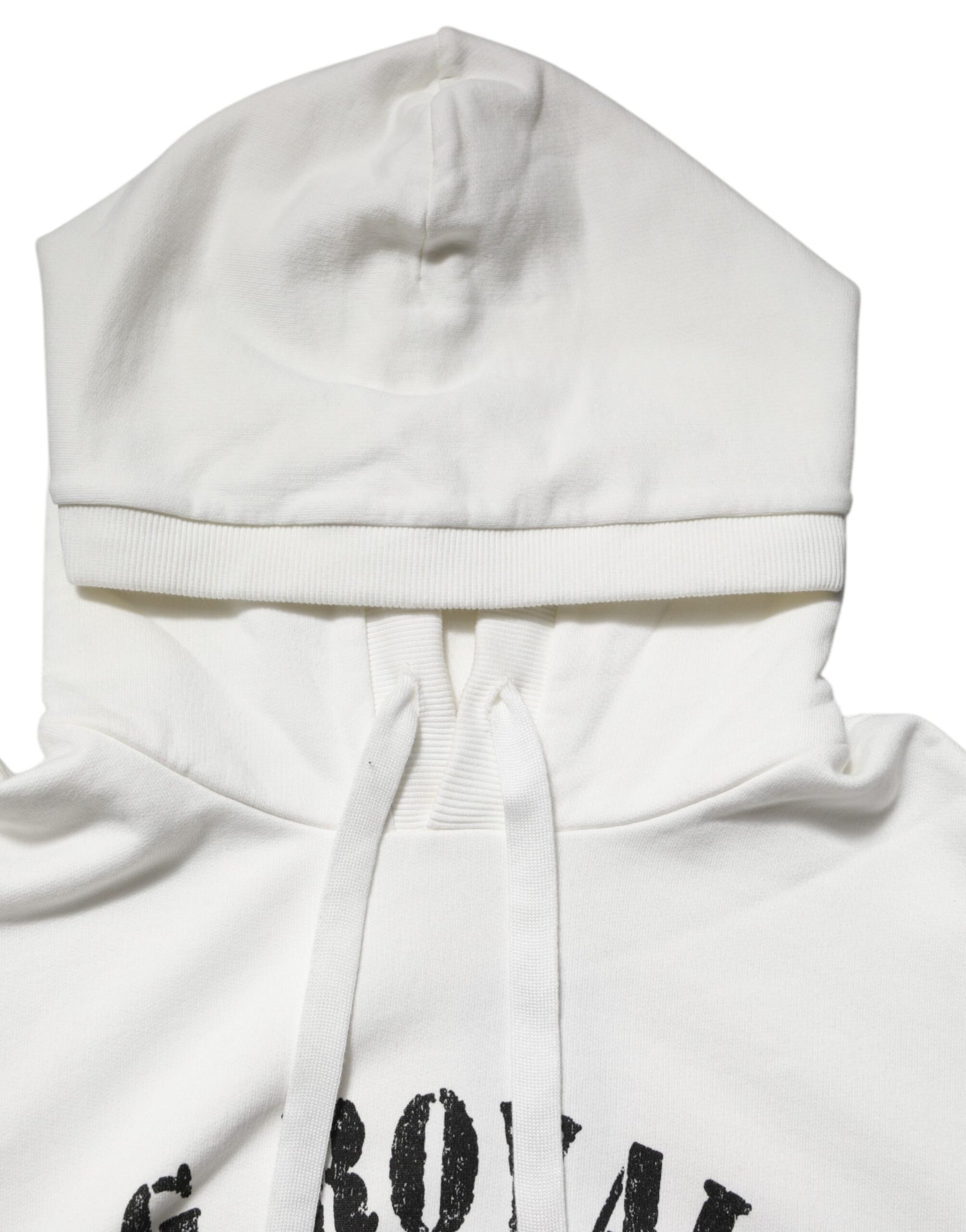 Dolce & Gabbana White Cotton DG ROYAL Print Hooded Sweater | Regal Royce