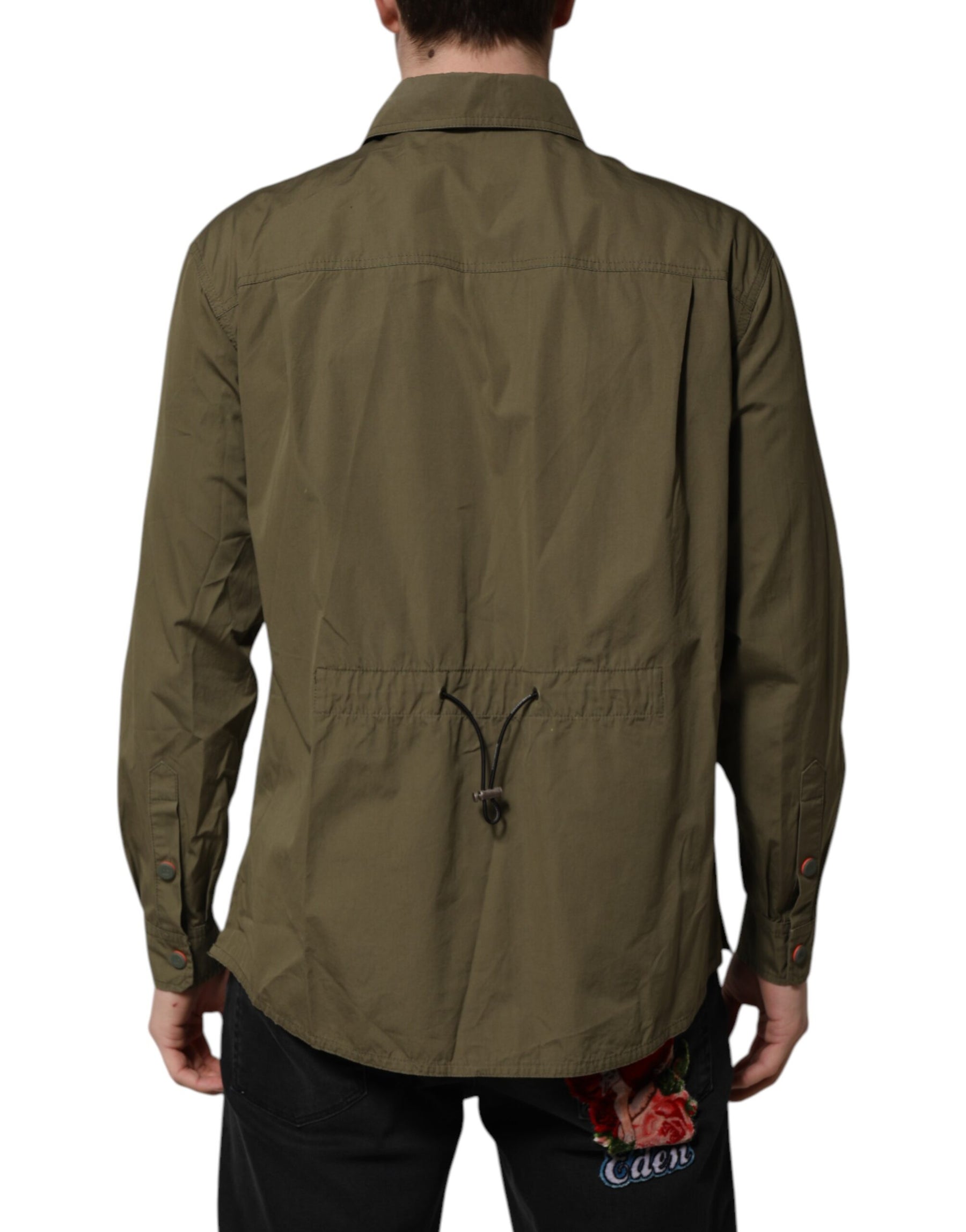 Dolce & Gabbana Army Green Button Down Long Sleeves Shirt | Regal Royce