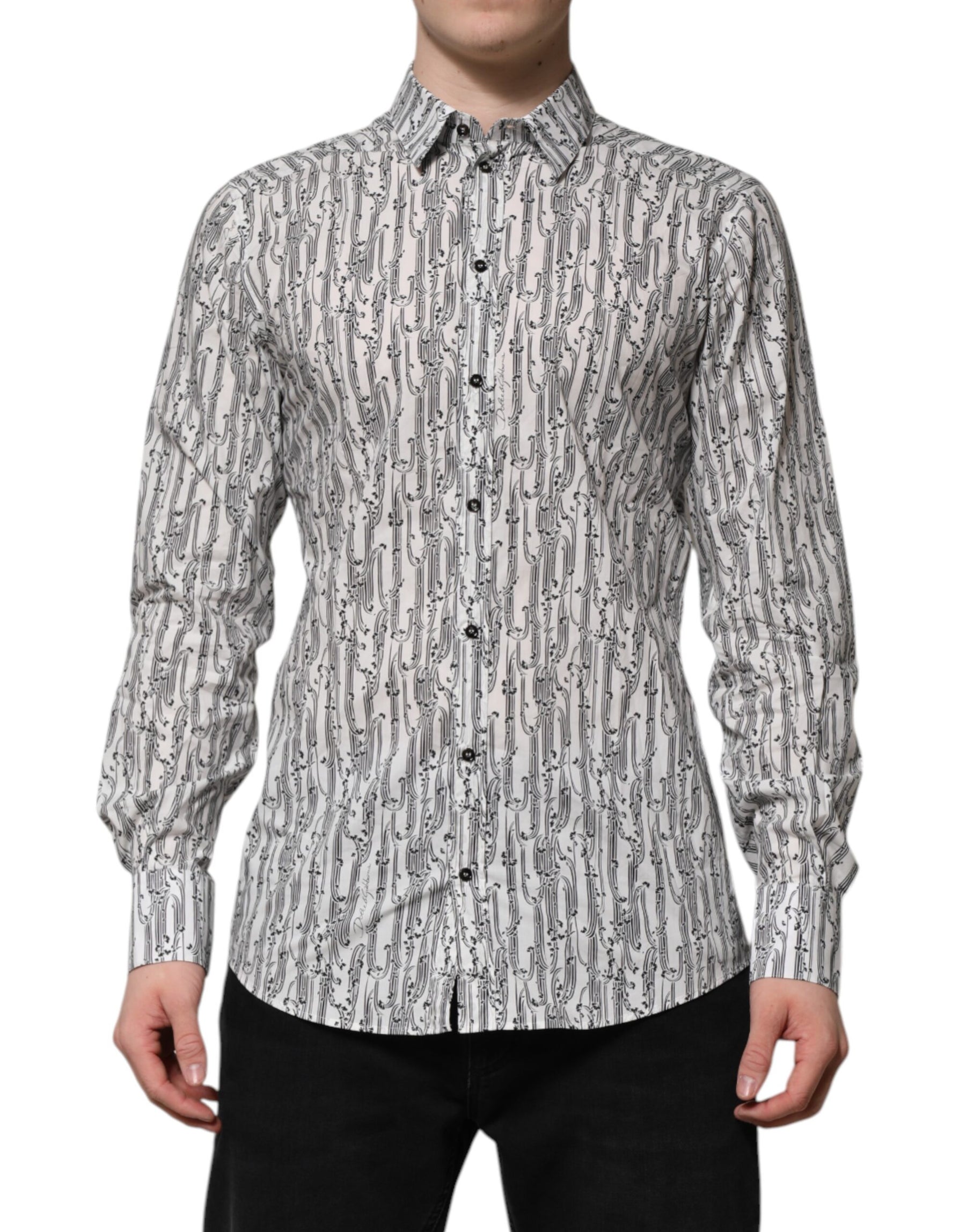 Dolce & Gabbana White Floral Print Casual Long Sleeves Shirt | Regal Royce