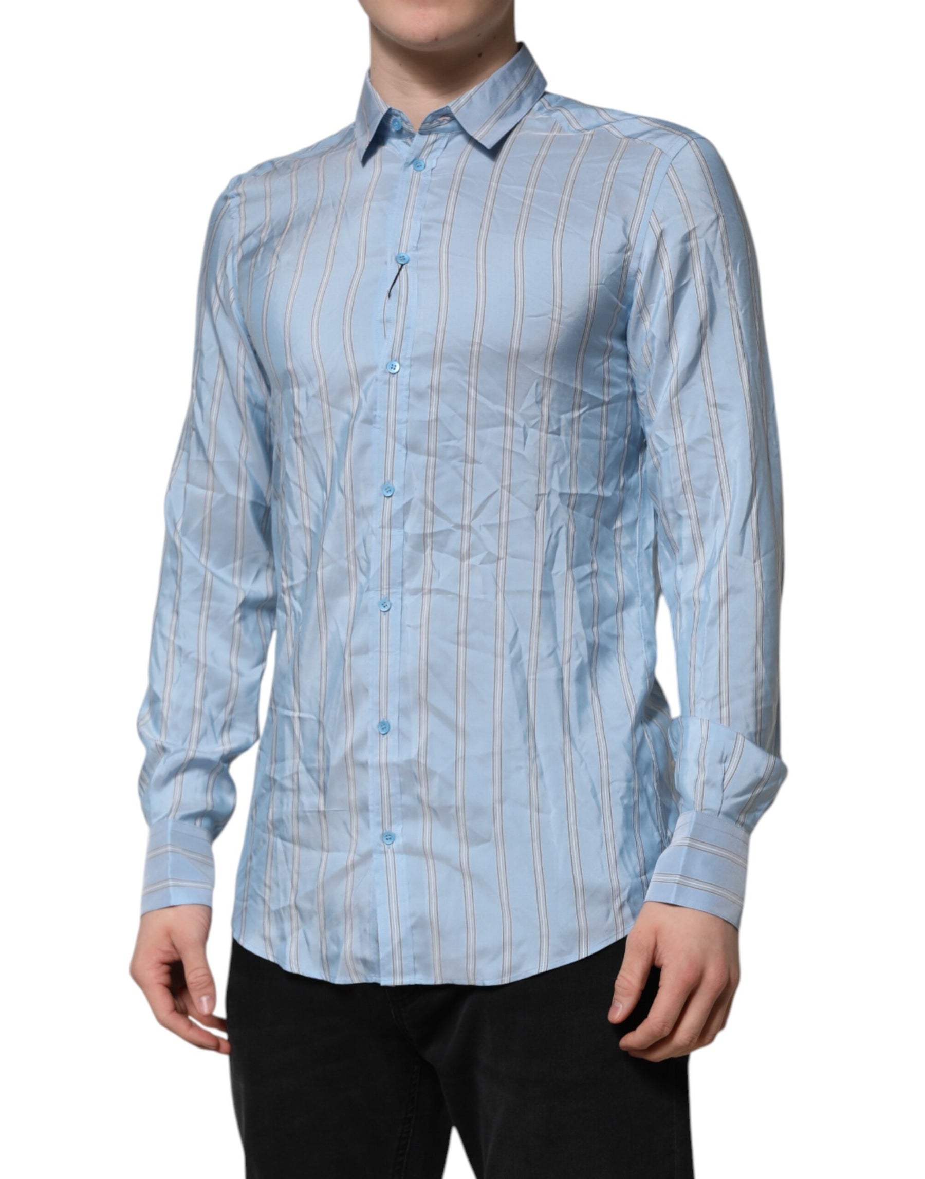 Dolce & Gabbana Blue Striped MARTINI Long Sleeve Dress Shirt | Regal Royce