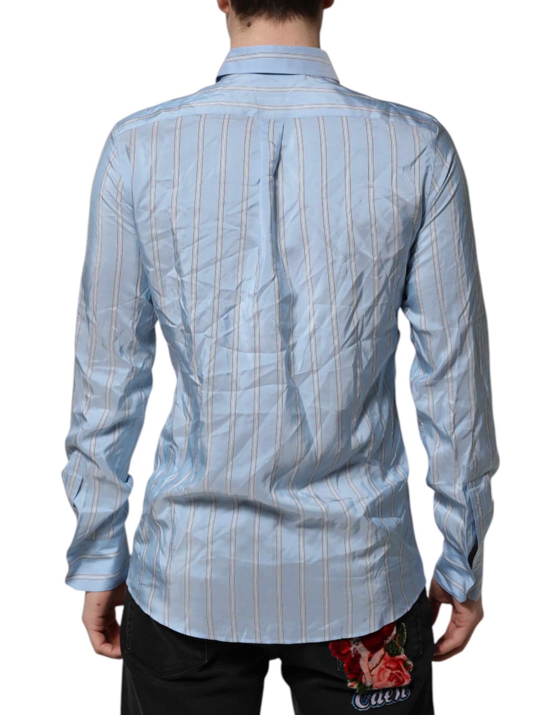 Dolce & Gabbana Blue Striped MARTINI Long Sleeve Dress Shirt | Regal Royce
