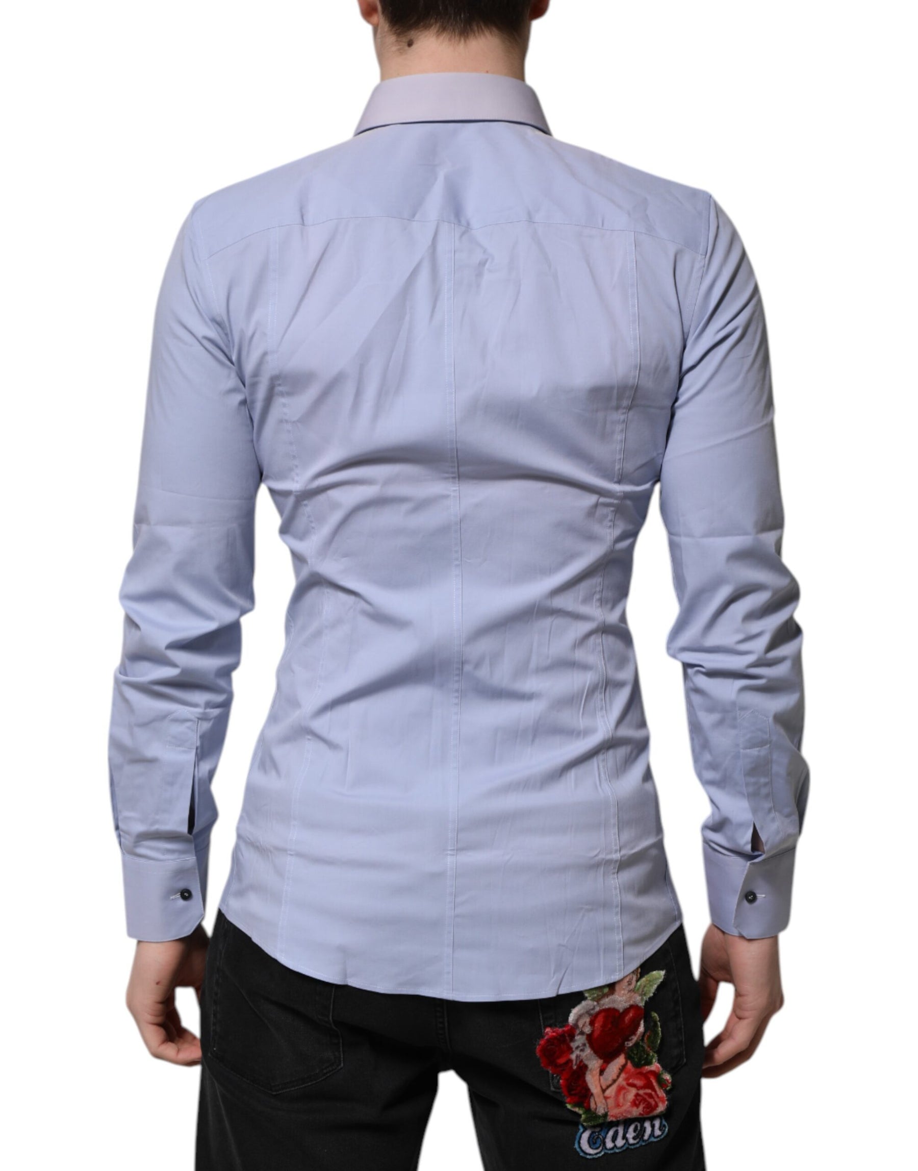 Dolce & Gabbana Blue Cotton SICILIA Long Sleeves Dress Shirt | Regal Royce