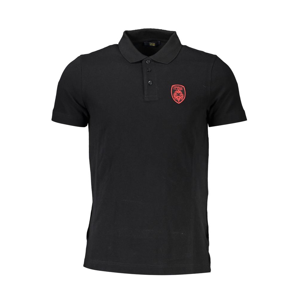 Cavalli Class Nero Cotton Men Polo | Regal Royce