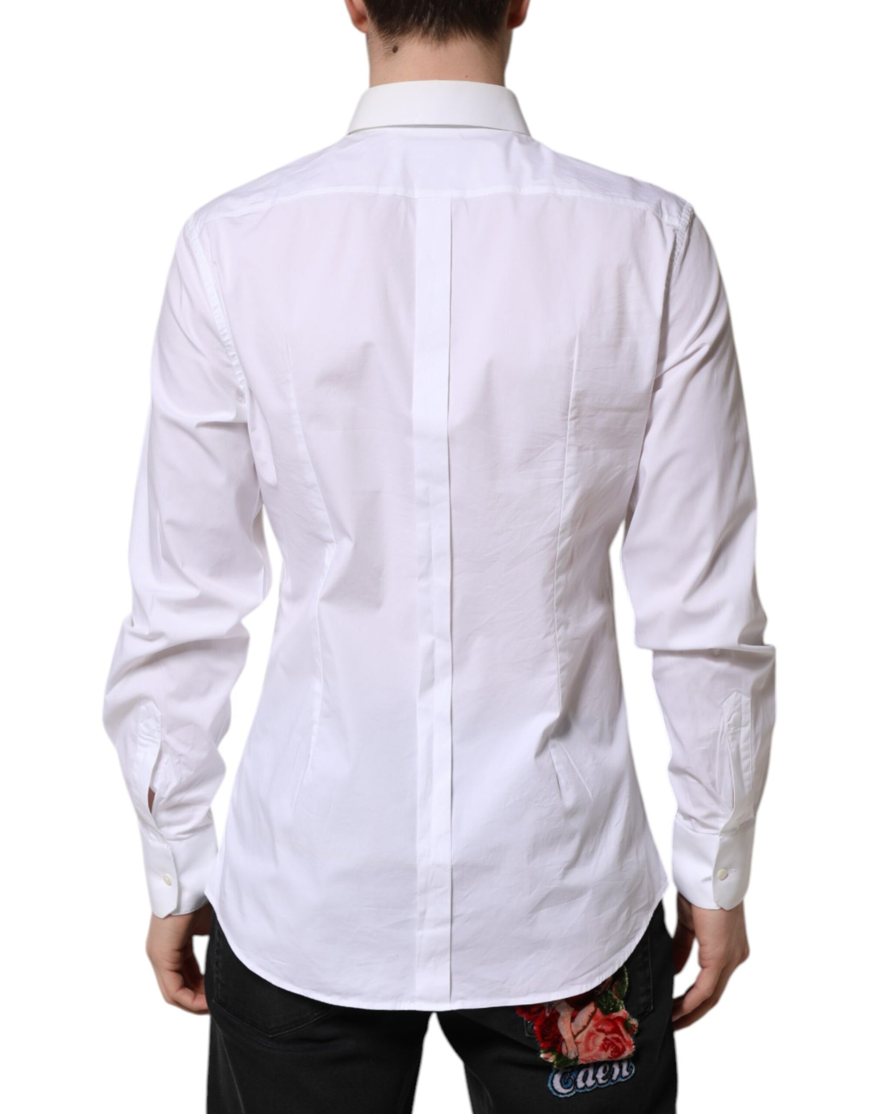 Dolce & Gabbana White Cotton GOLD Long Sleeves Dress Shirt | Regal Royce
