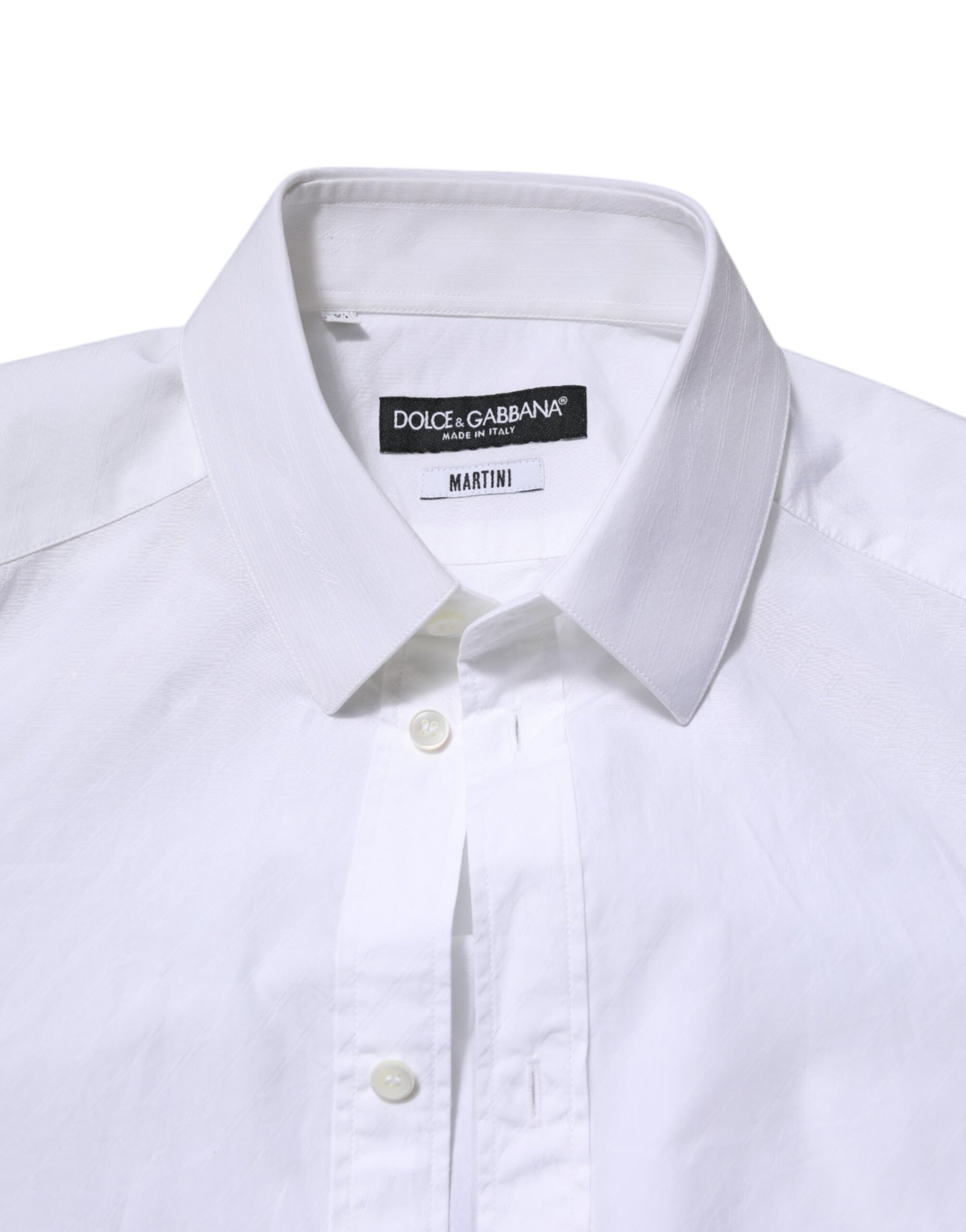 Dolce & Gabbana White Cotton MARTINI Long Sleeve Dress Shirt | Regal Royce