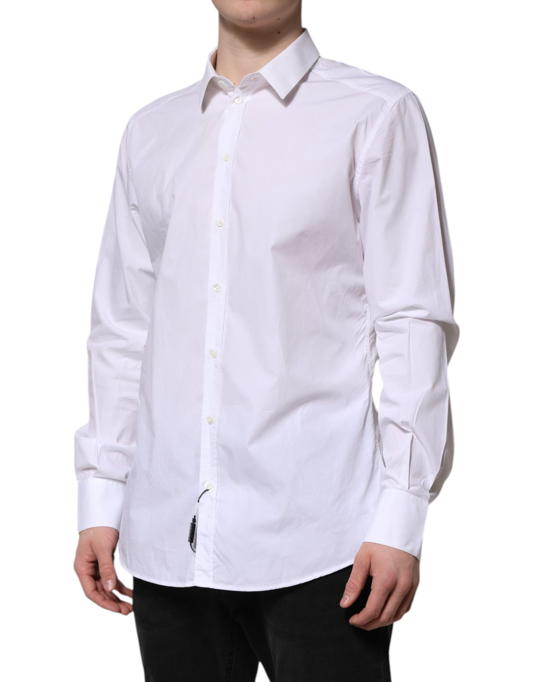 Dolce & Gabbana White Cotton GOLD Long Sleeves Dress Shirt | Regal Royce
