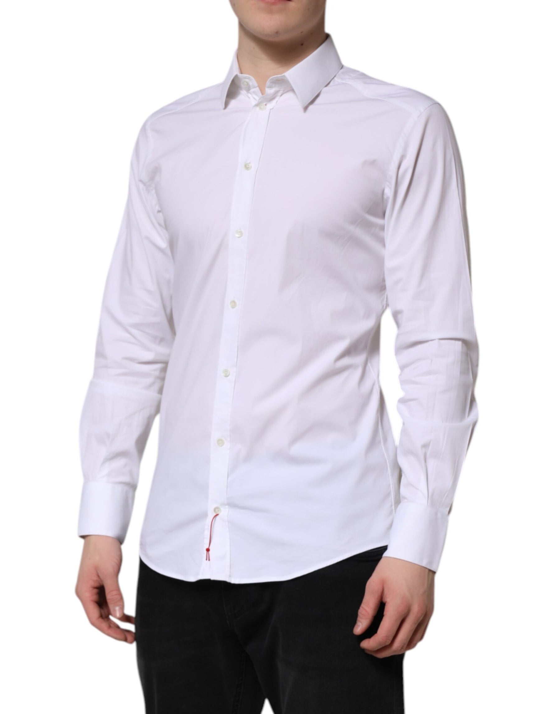 Dolce & Gabbana White Cotton GOLD Long Sleeves Dress Shirt | Regal Royce