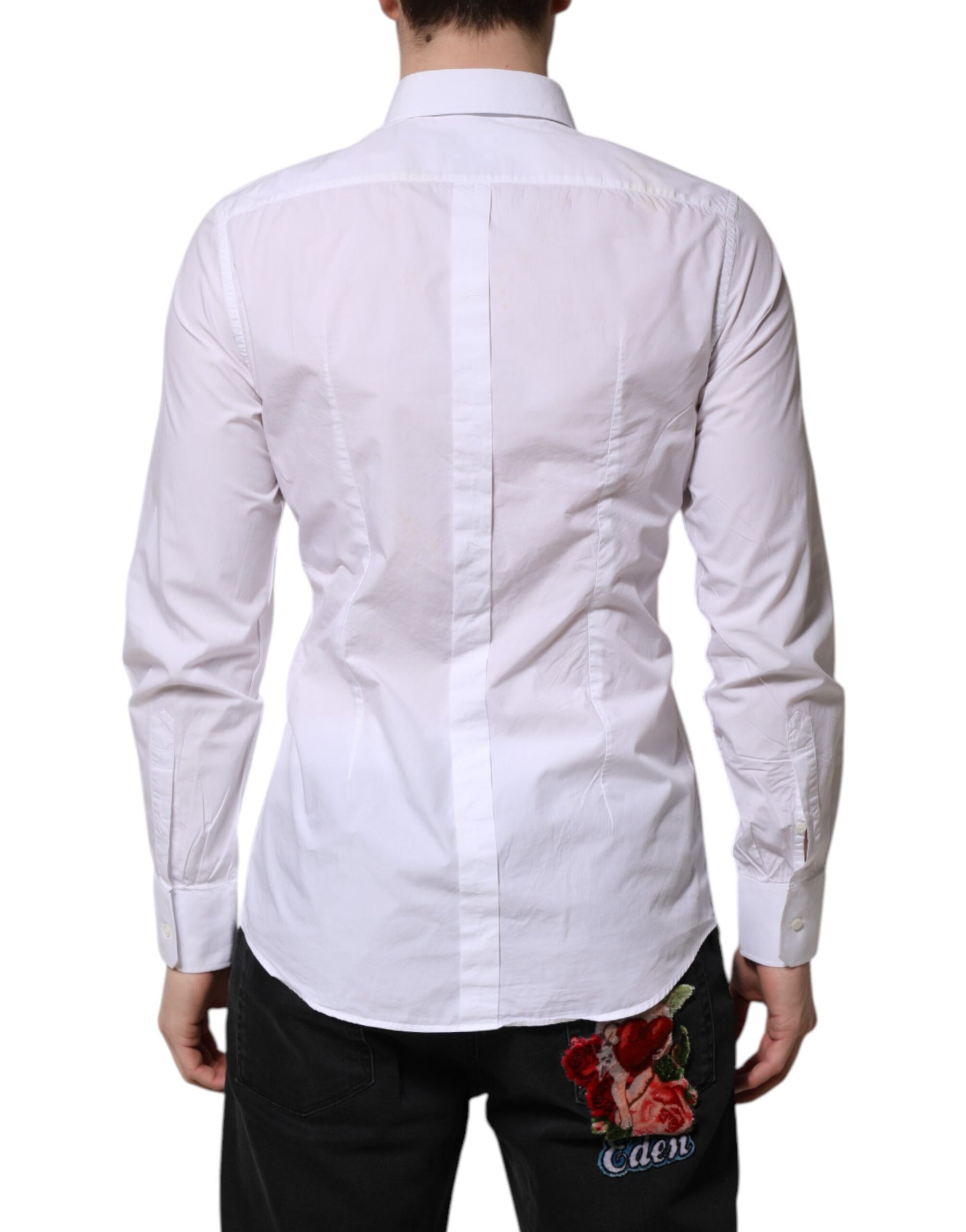 Dolce & Gabbana White Cotton GOLD Long Sleeves Dress Shirt | Regal Royce