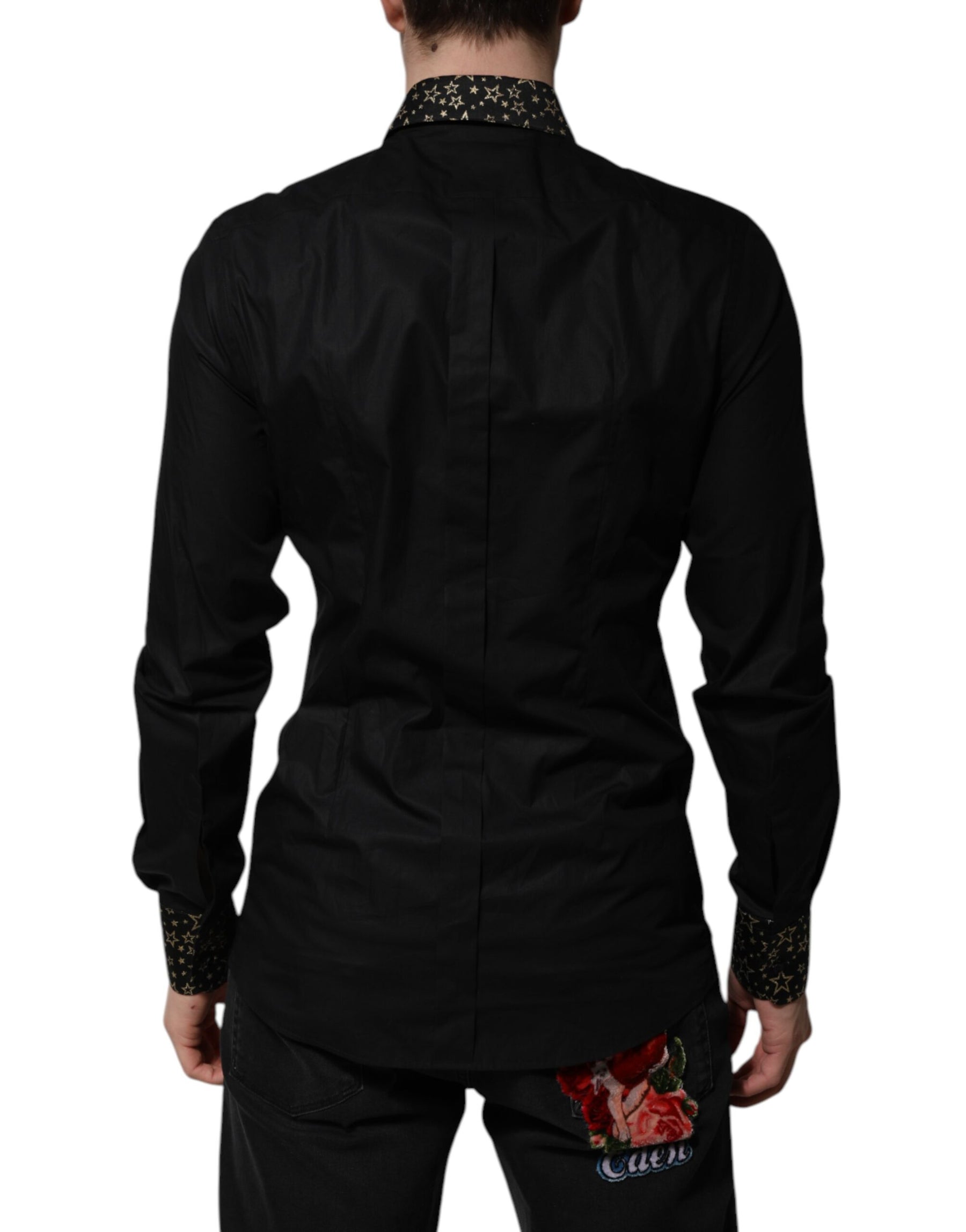 Dolce & Gabbana Black Cotton GOLD Long Sleeves Dress Shirt | Regal Royce