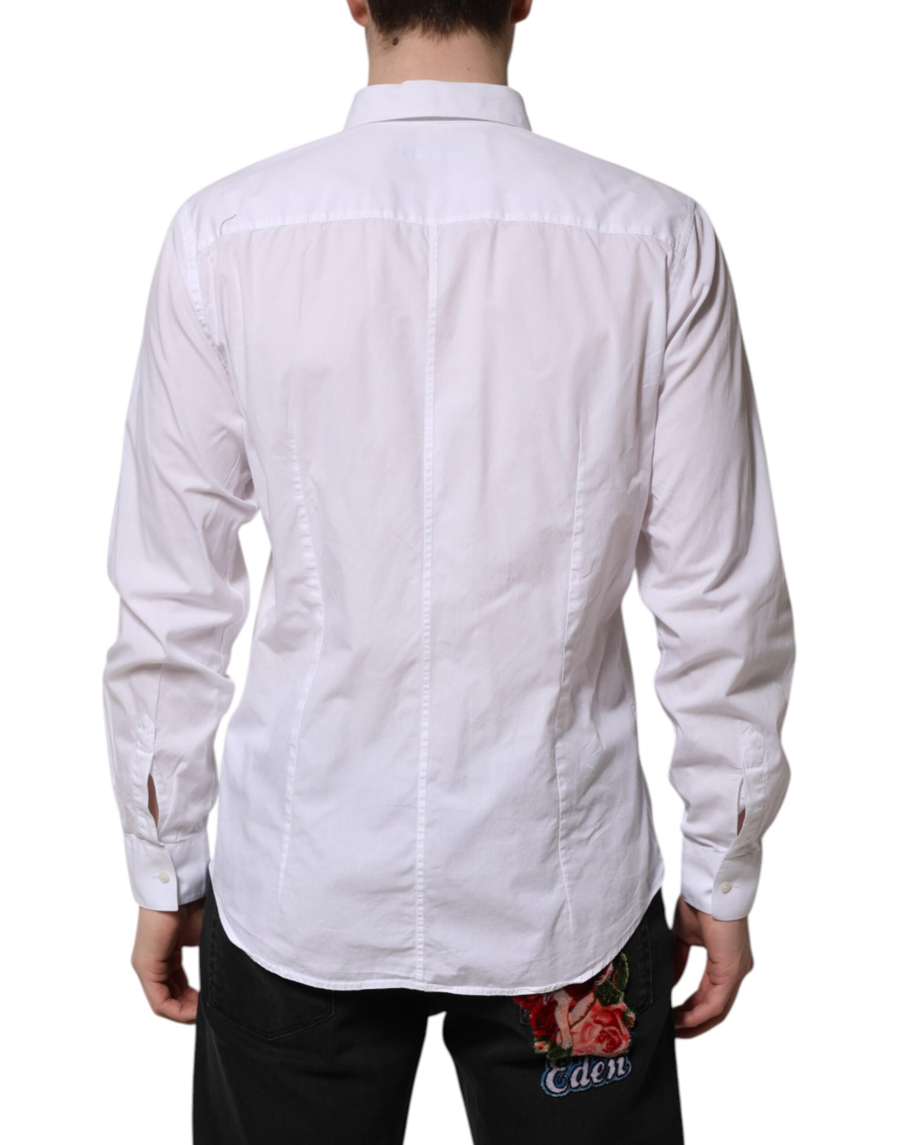 Dolce & Gabbana White Cotton STAFF Long Sleeves Formal Shirt | Regal Royce
