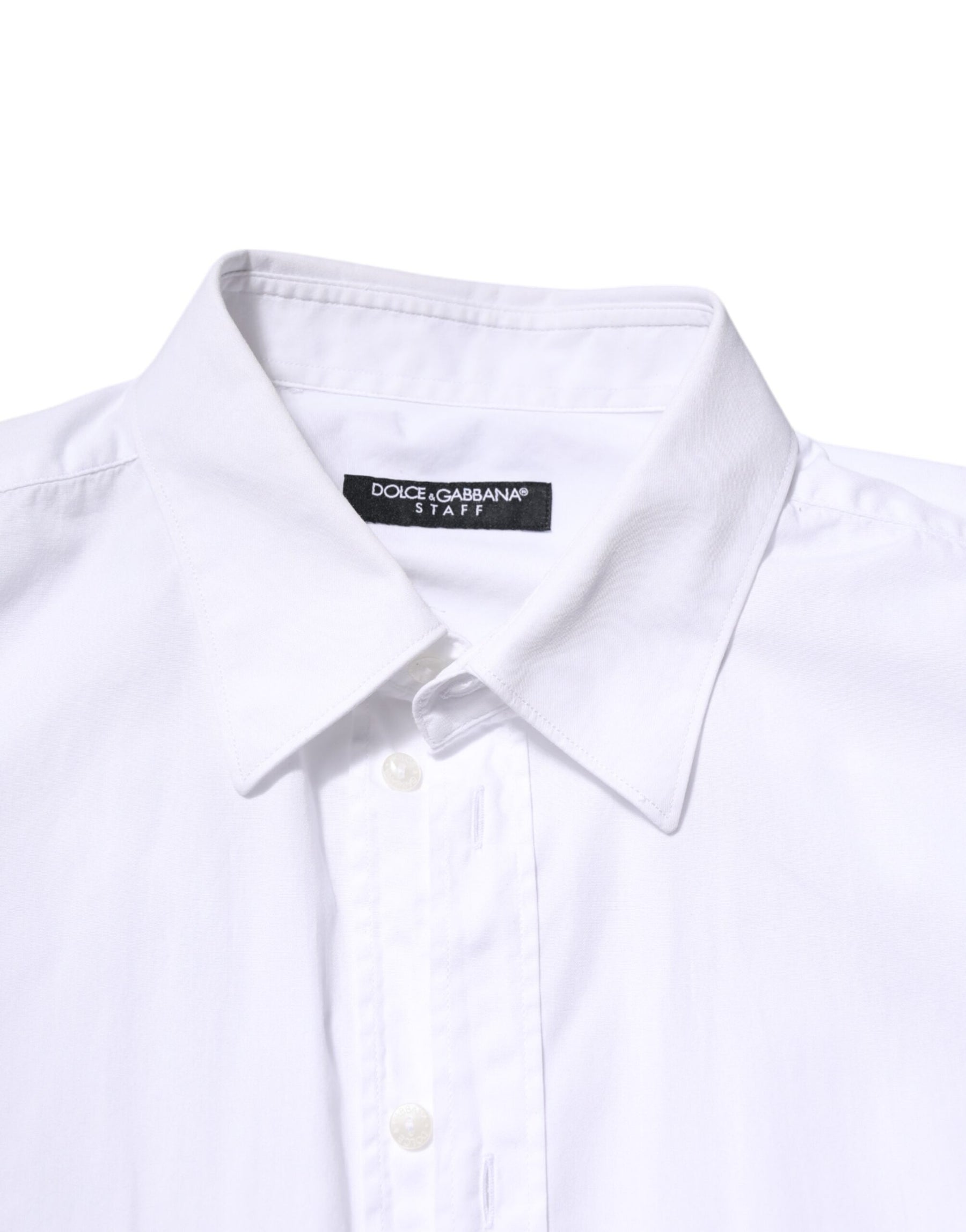 Dolce & Gabbana White Cotton STAFF Long Sleeves Formal Shirt | Regal Royce
