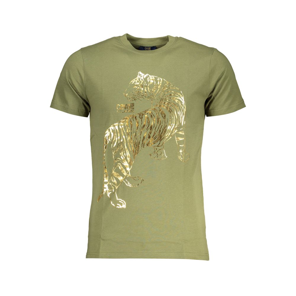 Cavalli Class Verde Cotton Men T-Shirt | Regal Royce