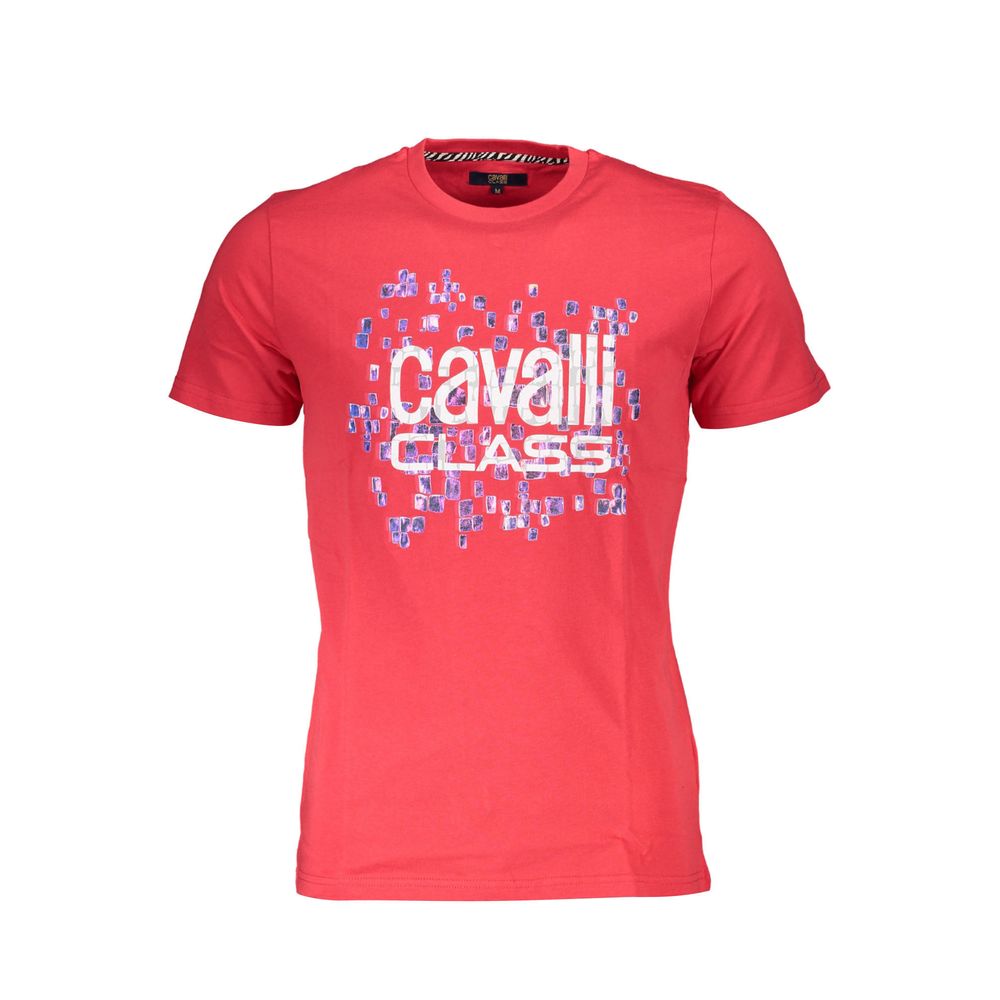 Cavalli Class Red Cotton Men T-Shirt | Regal Royce