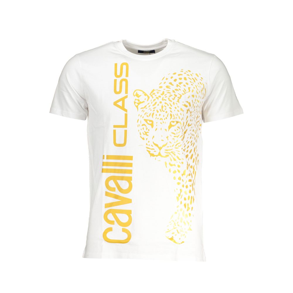 Cavalli Class Bianco Cotton Men T-Shirt | Regal Royce