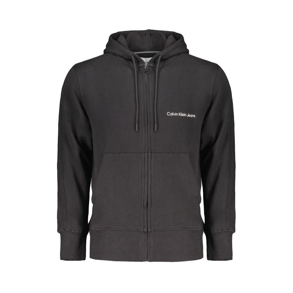 Calvin Klein Black Cotton Men Sweater with Hood and Central Pockets | Regal Royce
