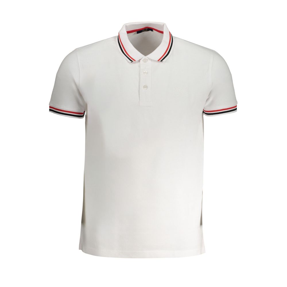 Cavalli Class Bianco Cotton Men's Polo Shirt | Regal Royce