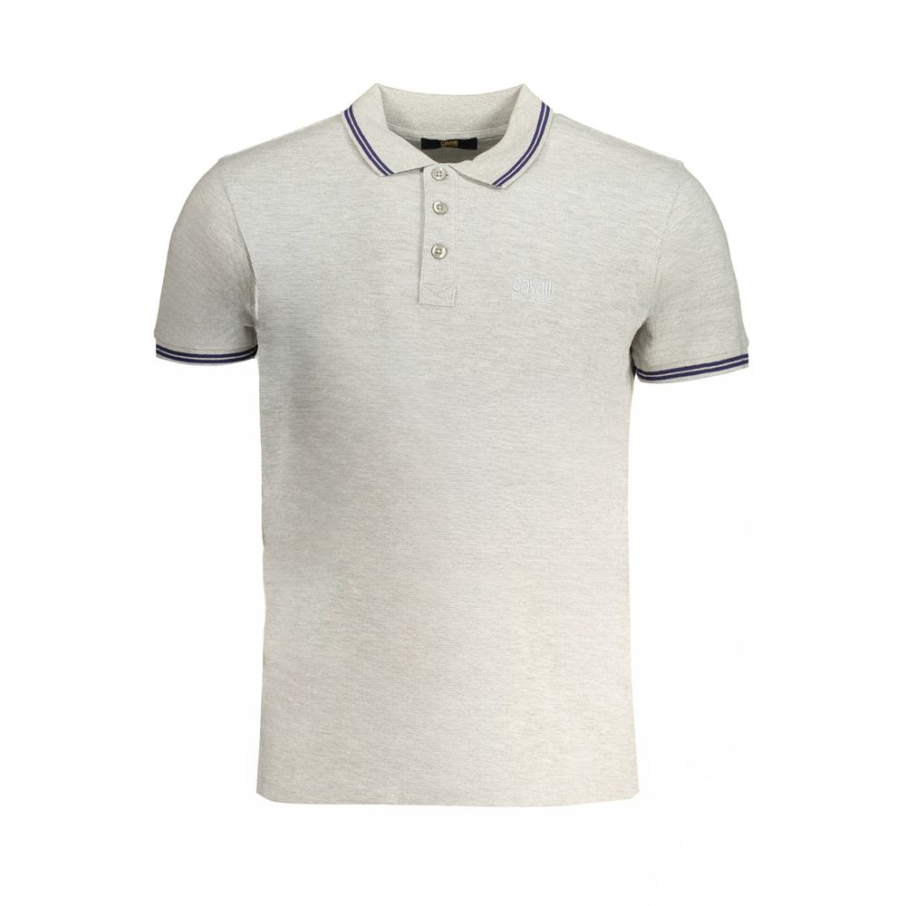 Cavalli Class Grigio Cotton Men Polo Shirt | Regal Royce