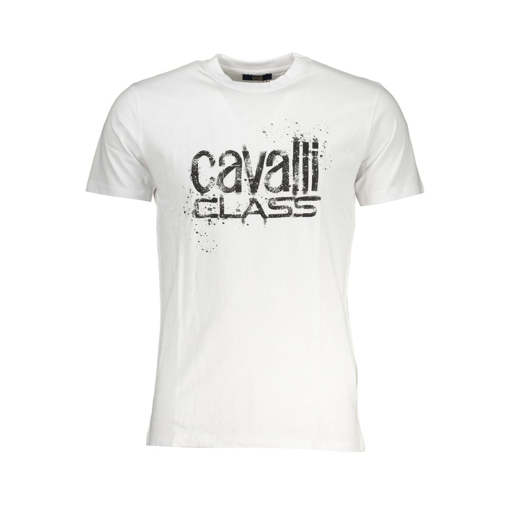 Cavalli Class White Cotton Men T-Shirt | Regal Royce