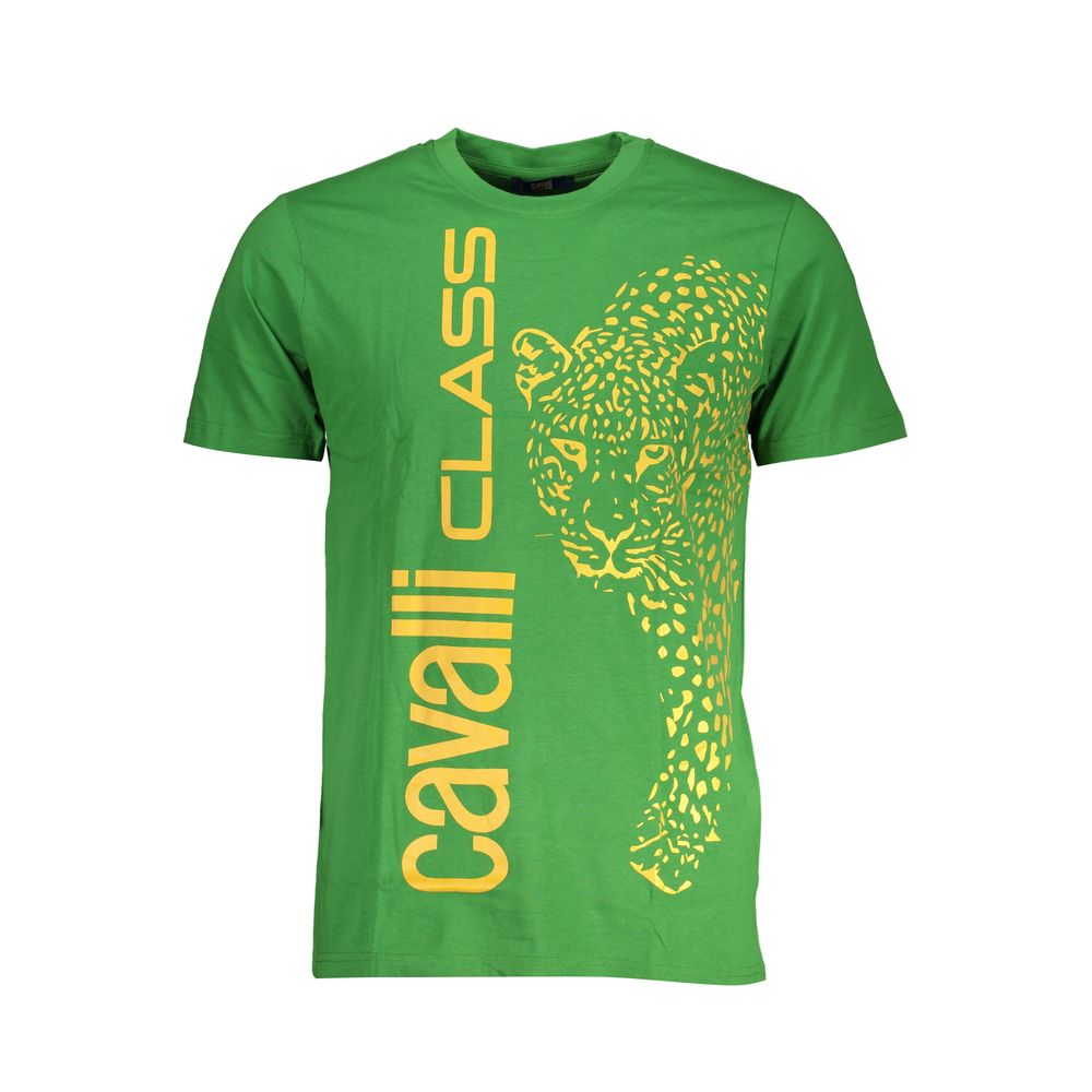 Cavalli Class Verde Cotton Men T-Shirt | Regal Royce