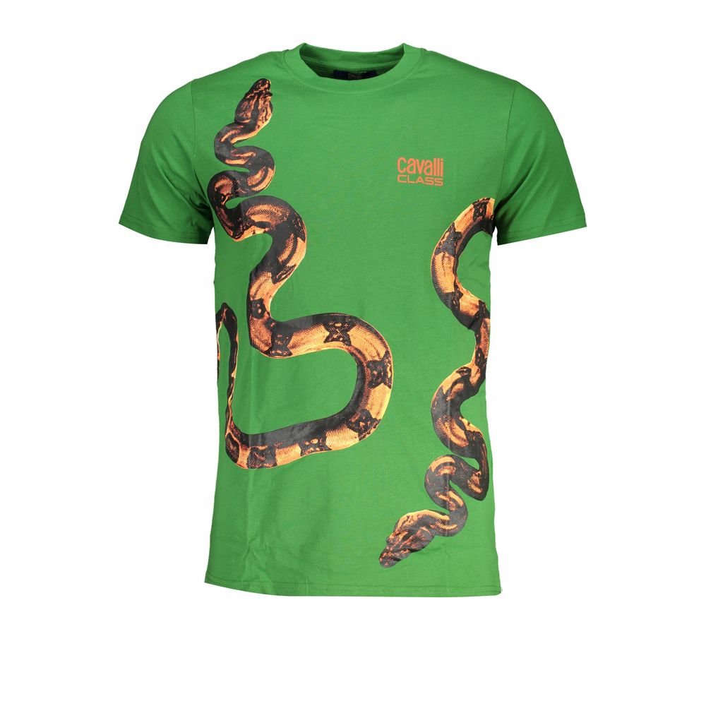 Cavalli Class Verde Cotton Men T-Shirt | Regal Royce