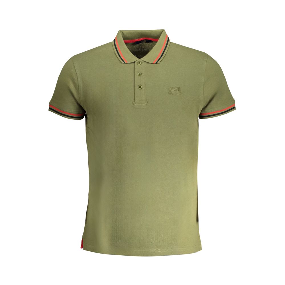 Cavalli Class Verde Cotton Men Polo Shirt | Regal Royce